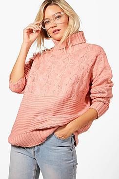 Boohoo Roll Neck Cable Knit Jumper