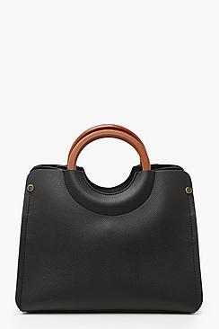 Boohoo Wooden Handle Small Tote