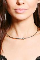 Boohoo Rose Twisted Knot Fine Open Choker Silver
