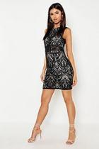 Boohoo Woven Embroidery Lace Bodycon Dress