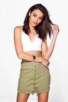 Boohoo Sloane Lace Up Front Loopback Casual Skirt