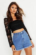 Boohoo Premium Corded Lace Long Sleeve Crop Top