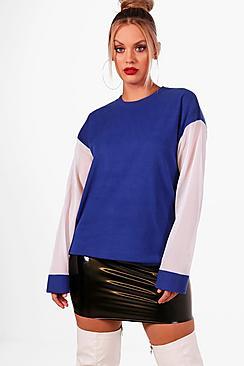 Boohoo Plus Kitty Mesh Panel Sweat Top