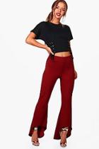 Boohoo Petite Sara Dip Hem Detail Crepe Trouser