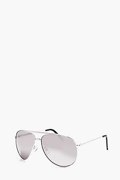 Boohoo Pewter Aviators With Light Grey Lens