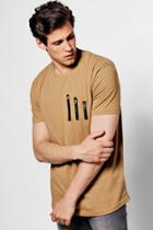 Boohoo Skater Zip T Shirt With Curve Hem Camel