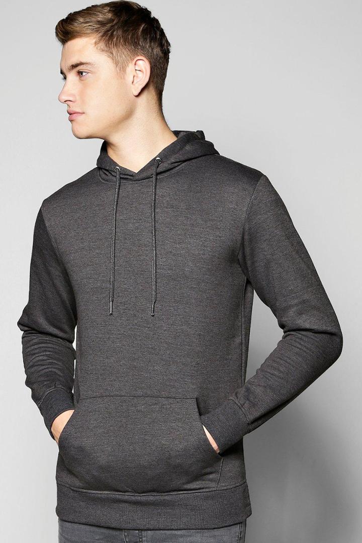 Boohoo Basic Over The Head Hoodie Charcoal