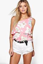 Boohoo Evie Woven Printed One Shoulder Top