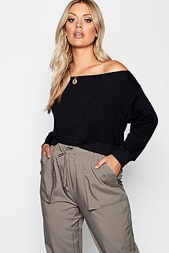 Boohoo Plus Off The Shoulder Sweat Top