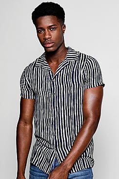 Boohoo Revere Collar Stripe Shirt