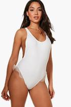Boohoo Peru Bridal Mesh Frill Flare Swimsuit