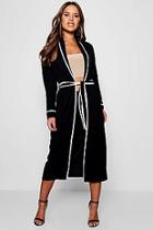 Boohoo Petite Kelly Piping Detail Belted Duster