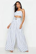 Boohoo Woven Gingham Extreme Wide Leg Pocket Trouser