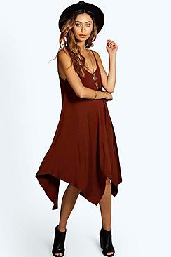 Boohoo Jen Asymmetric Nem Strappy Swing Dress