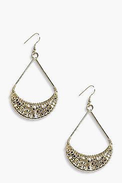 Boohoo Louise Chain Mail Dangle Hoop Earrings