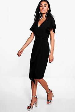 Boohoo Imogen Tie Wrap Midi Dress