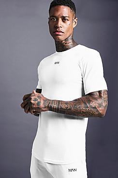 Boohoo Man Muscle Fit Tee With Curved Hem