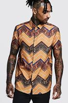 Boohoo Animal Chevron Short Sleeve Shirt