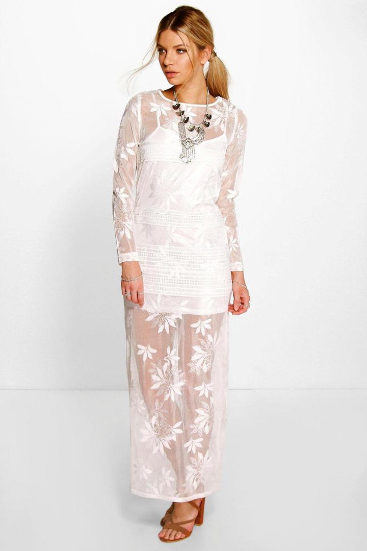 Boohoo Boutique Maya Lace Barely There Maxi Dress White