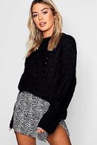 Boohoo Petite Oversized Cable Knit Balloon Sleeve Jumper