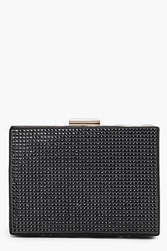 Boohoo Jenny Diamante Box Clutch Bag