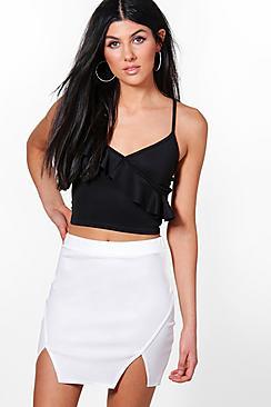 Boohoo Naia Double Front Split Mini Skirt