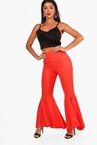 Boohoo Ava Dipped Flared Hem Woven Wide Leg Trousers