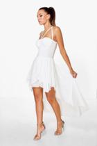 Boohoo Alex Structured Bodice Mesh Skirt Playsuit Ivory