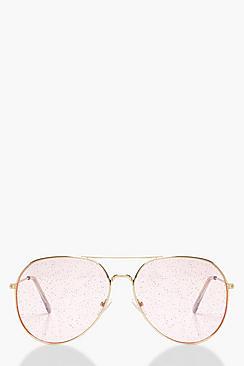 Boohoo Glitter Lens Aviator Sunglasses