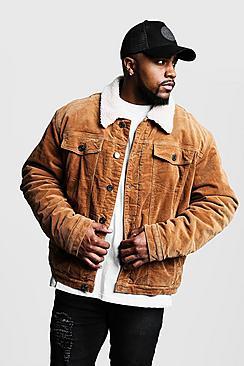 Boohoo Big And Tall Fully Borg Lined Cord Jacket