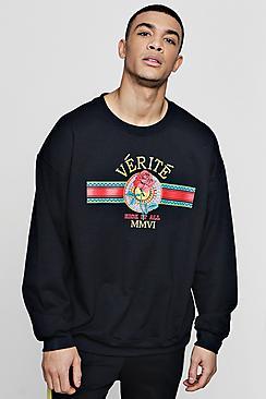 Boohoo Oversized Verite Print Sweater
