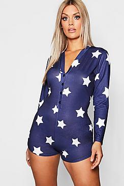 Boohoo Plus Star Print Pj Romper