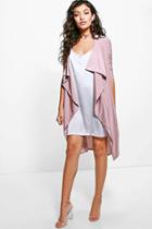 Boohoo Aaliyah Waterfall Slinky Duster Mauve