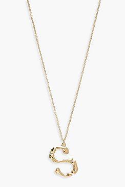 Boohoo Bamboo S Initial Pendant Necklace