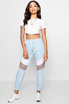 Boohoo Ellie Panelled Soft Touch Woven Joggers