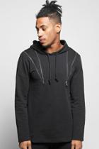 Boohoo Over The Head Hoodie With Zip Panels Black