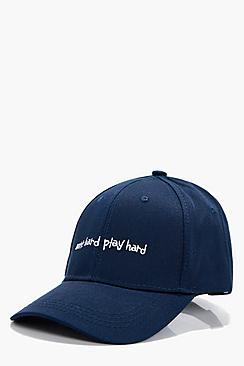Boohoo Rosina Work Hard Play Hard Slogan Cap