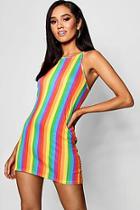 Boohoo Petite Morgana Rainbow Shift Dress
