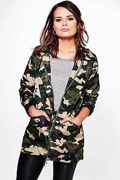 Boohoo Lucy Camo Hooded Jacket