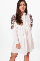 Boohoo Plus Caroline Embroidered Shoulder Dress