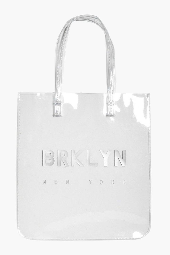 Boohoo Gabriella Clear Mermaid Beach Bag Clear