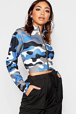 Boohoo Camo Funnel Neck Bomber