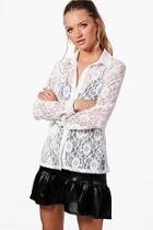 Boohoo Esmeralda Eyelash Lace Shirt