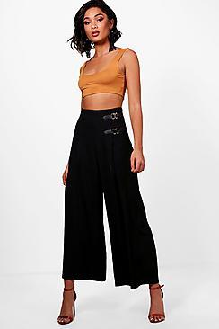 Boohoo Tall Kerry Buckle Detail Wide Leg Culottes