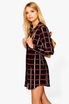 Boohoo Brogan Grunge Flannel Shirt Dress Black