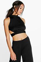 Boohoo Layla Cut Out High Neck Crop Top