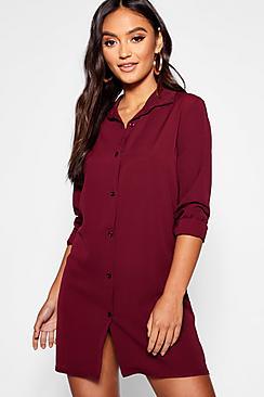 Boohoo Petite Woven Shirt Dress