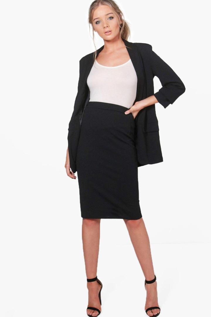 Boohoo Lily Midi Skirt Black