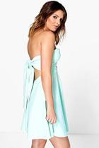 Boohoo Tia Plunge Neck Tie Back Bandeau Skater Dress