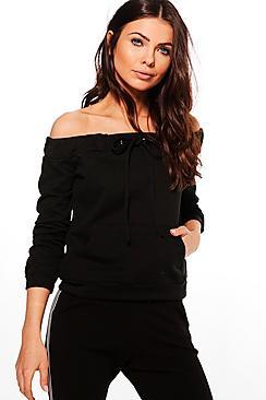 Boohoo Petite Bella Off The Shoulder Sweat